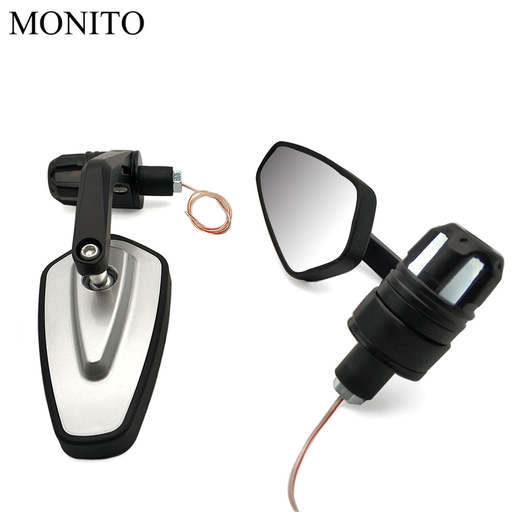 7/8 22mm Motorcycle Side Mirror LED Handle Bar End Mirrors Turn Signal For Honda CB 300F 500F CBR600RR CBR929RR CBR954RR CB1000R: White