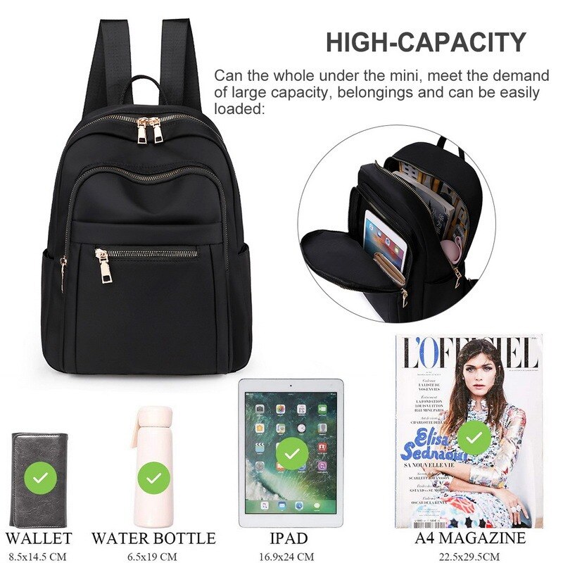 Mochila escolar femenina, bolso de hombro para mujer