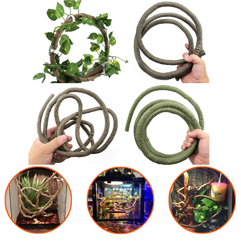 Artificial Jungle Vines Pet Habitat Decor Lizards Snake Reptile Pet Terrarium Bendable Flexible Primeval forest Vine Vivarium