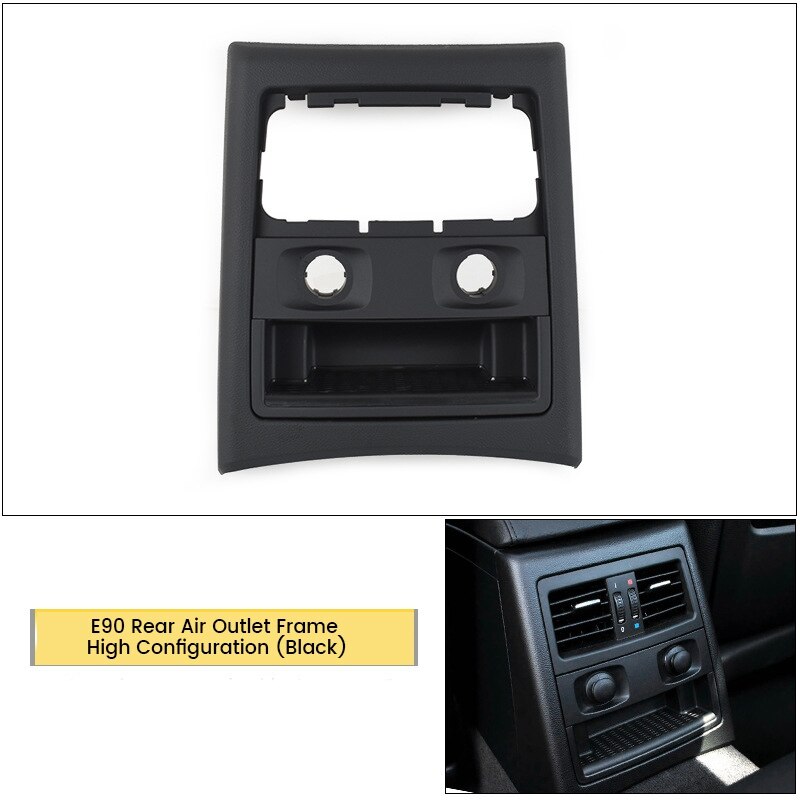 Samochodowa tylna kratka wentylacyjna AC zewnętrzna rama popielniczka pokrywa tapicerka zamiennik dla-BMW 3 seria E90 E91 2005-2012: czarny