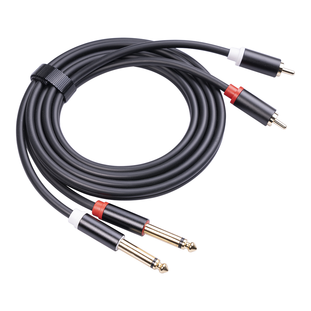 2 Rca Mannelijke Naar 2 6.35 Jack Mannelijke Audio Kabel 1.5M Connector Converter Adapter Snoer