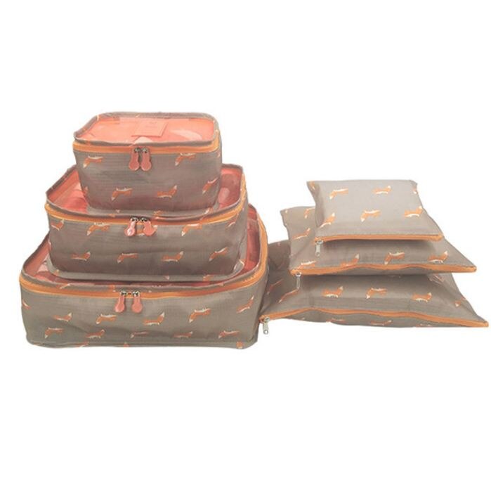 6Pcs Waterproof Clothes Storage Bags Packing Cube Travel Luggage Organizer Pouch: F