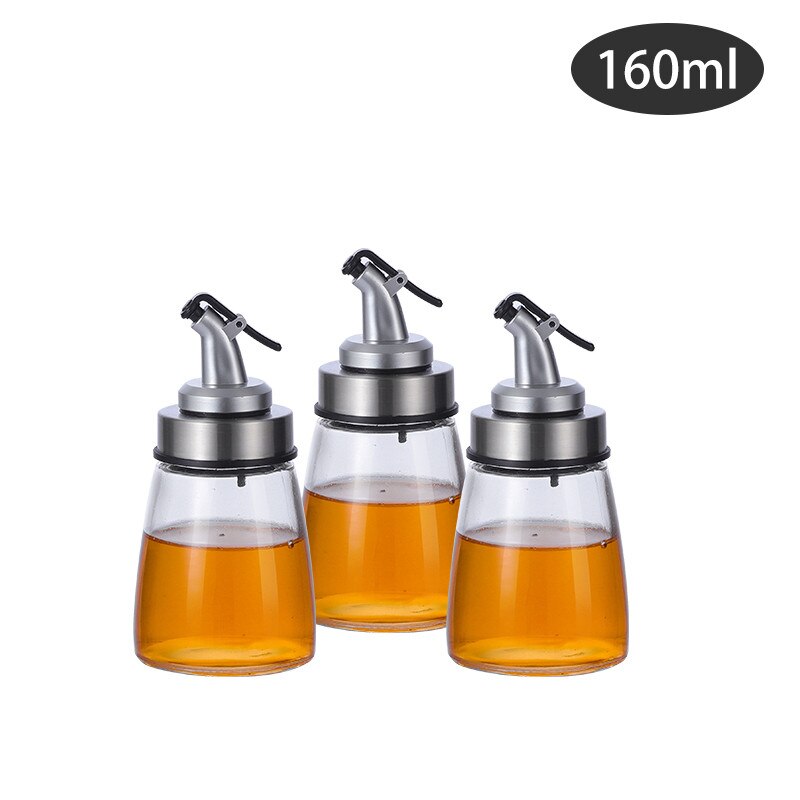 Conjunto de 3 frascos de vidrio para aceites líquidos, tarros de acero inoxidable para condimentos, especias, cocina, organización de condimentos, accesorios