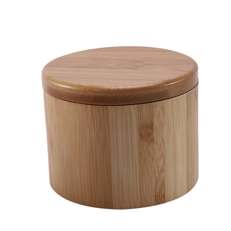 2Pcs Storage Boxes Salt Box Wooden Bamboo Storage Box With Magnetic Swivel Lid Container For Kitchen Storage Containers For Food