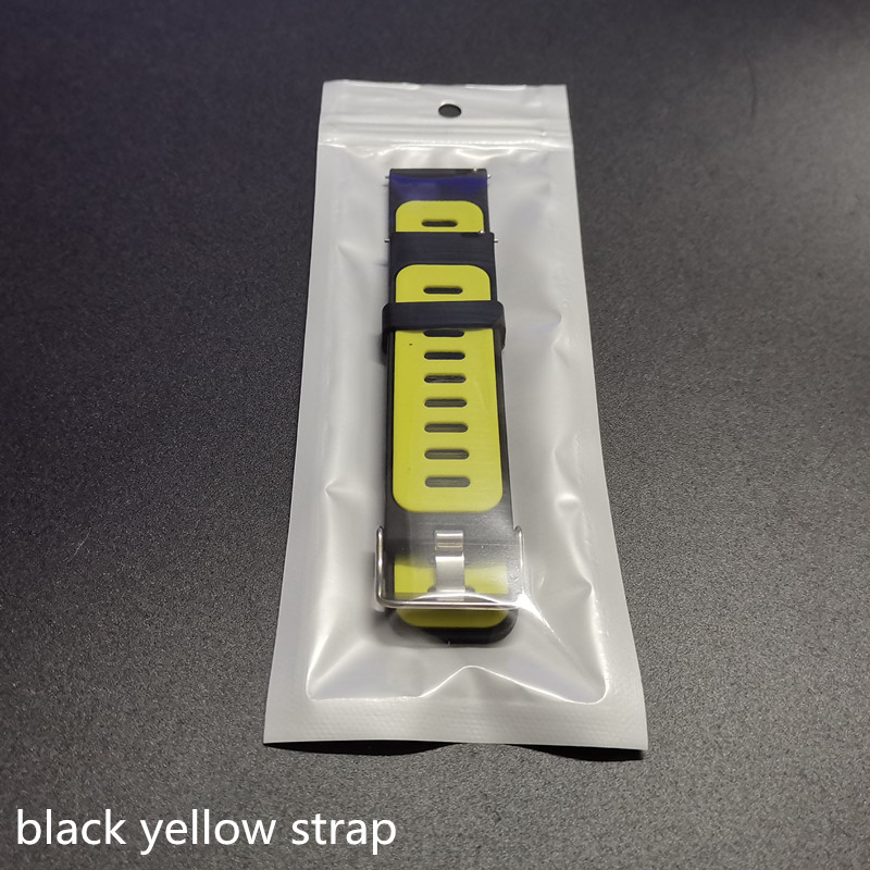 Bracelet en silicone d'origine pour montre intelligente L5 montre intelligente L8 peut être rapidement démonté avec une double aiguille 22MM de largeur: black yellow