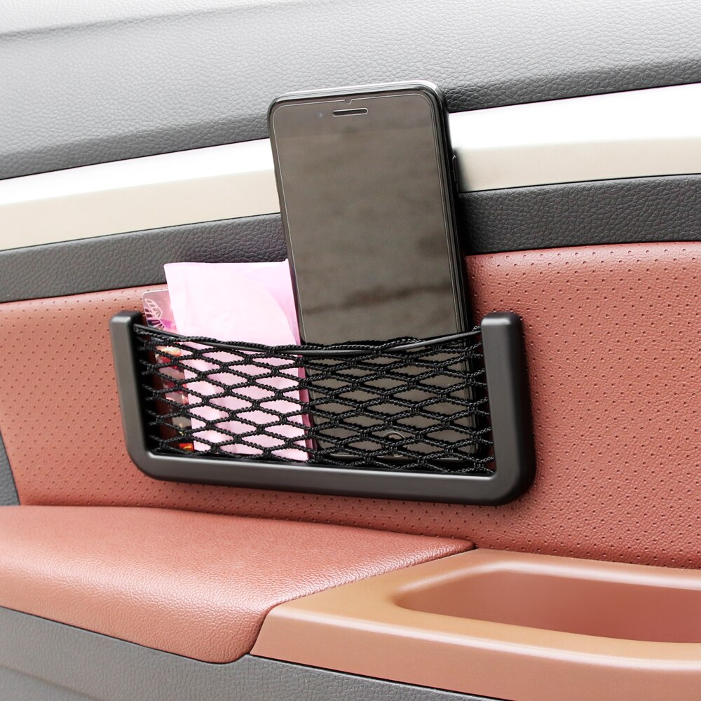 20*8cm Universal Car Seat Side Back Storage Net Bag Phone Holder Pocket Organizer Black Automotive Bag For Gadget Cigarette