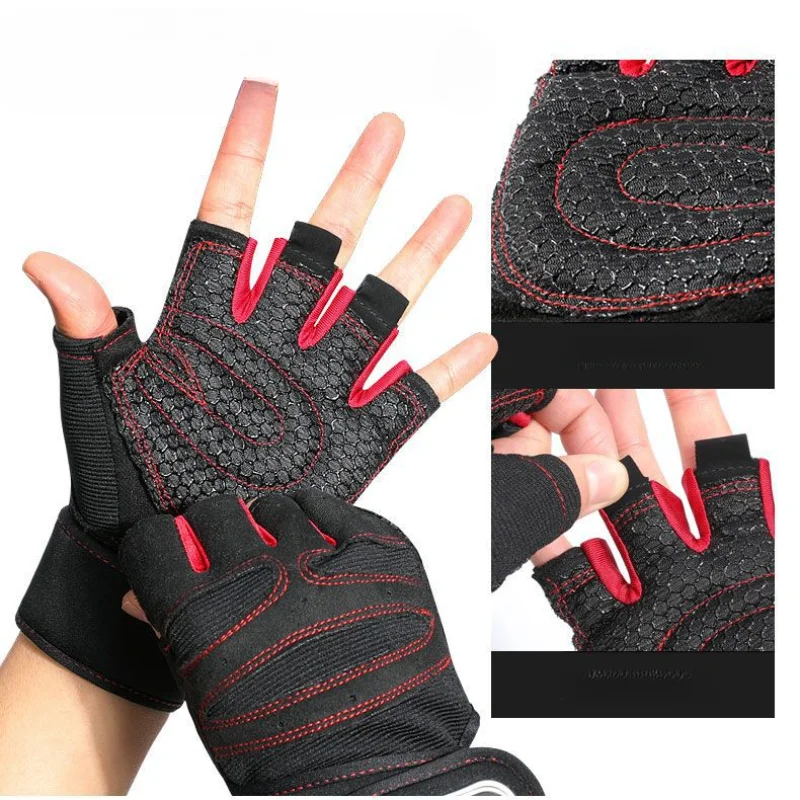 Gymhandschoenen voor heren Dames Fitness Gewichtheffen Polsband Handschoenen Body Building Training Sportoefening Fietshandschoen Schokbestendig