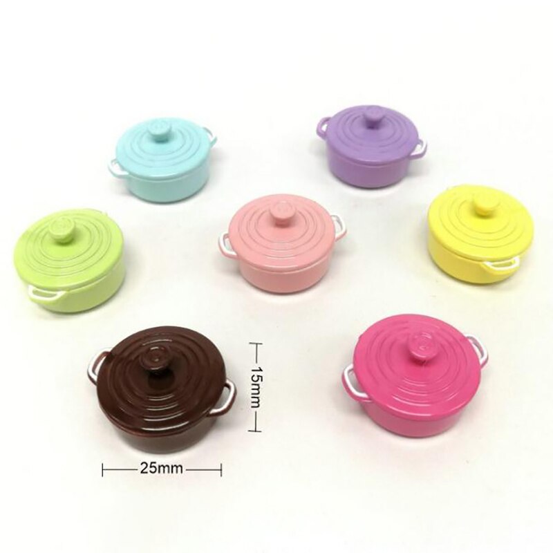 Cute Candy Color Mini 1/12 Miniature Dollhouse Soup Pot Play Kitchen Cooking Utensil for BJD Doll Food Toy Accessories