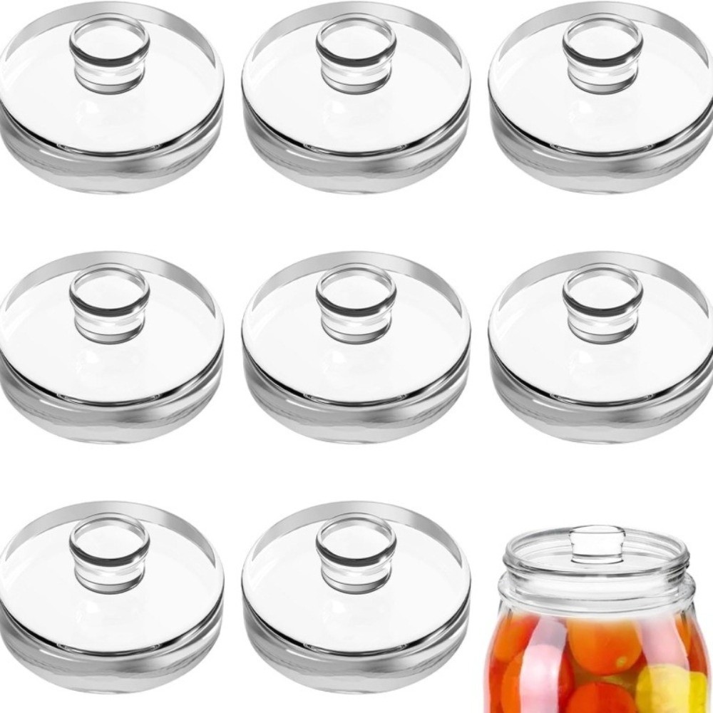 Fermented Glass Weights Clear with Handle Wide Mouth Mason Jar Lid Sealed Kitchen Gadgets Heavy Fermenting Weights Kimchi Making