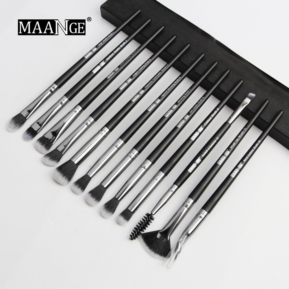 Make-Up Kwasten 12Pcs Eye Make-Up Kwasten Set Met Cosmestic Tas Oogschaduw Blending Make Up Borstel Voor Make-Up Beauty gereedschap Kit: 12pcs Gray