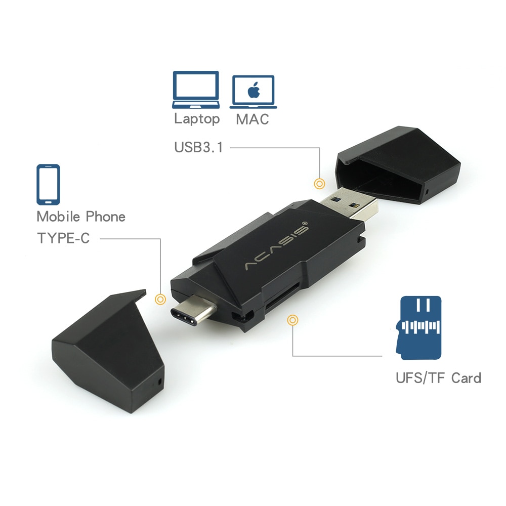 Acasis UFS Card Reader for Sansung Mobile USB 3.1 Type C to UFS Micro TF Adapter Memory Card OTG Smart Reader Laptop Accessories
