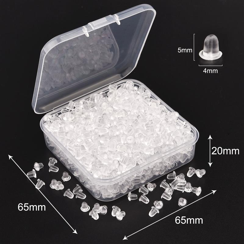 Bouchon arrière pour boucles d'oreilles, 100 à 1000 pièces/boîte, accessoires de bijoux, en alliage de silicone: Black