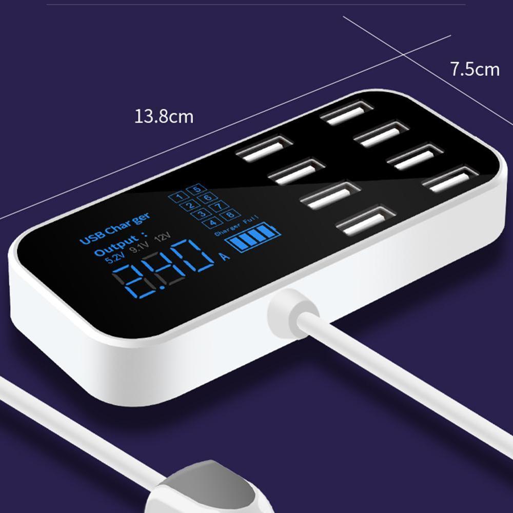 Cargador rápido HUB USB de 8 puertos pantalla LED 3,0, multi-USB para uso en Carga de coche S2E4