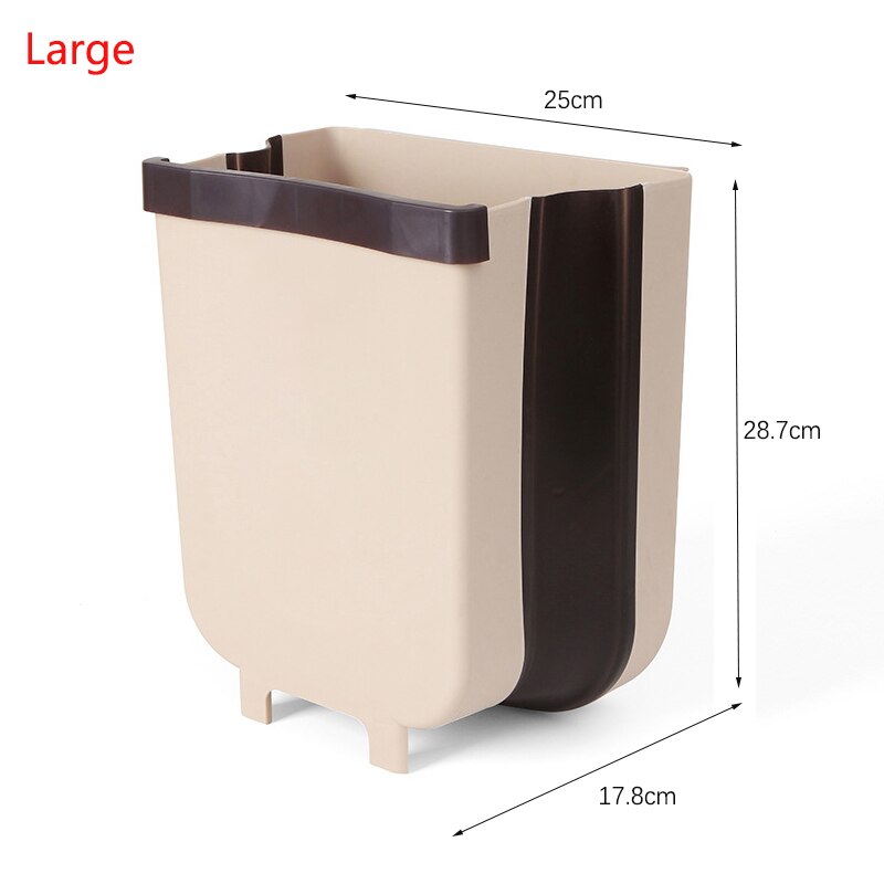 Folding Kitchen Dumpster Wall Mounted Bathroom Trash Can Kitchen Storage and Organization Office and Home Storage Bucket Garbage: Coffee-large
