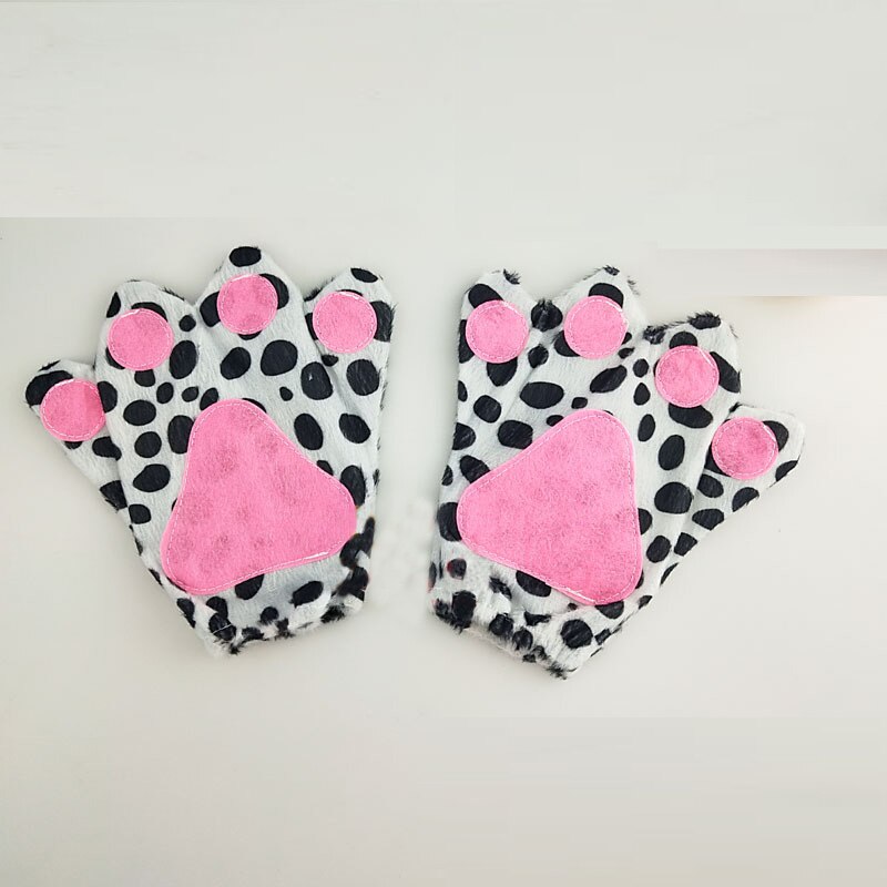 Kids Kinderen Meisje Dier Kostuum Hond Dalmatische Cosplay Hoofdband Tutu Rok Tie Party Props Baby Shower Halloween: dog paw gloves