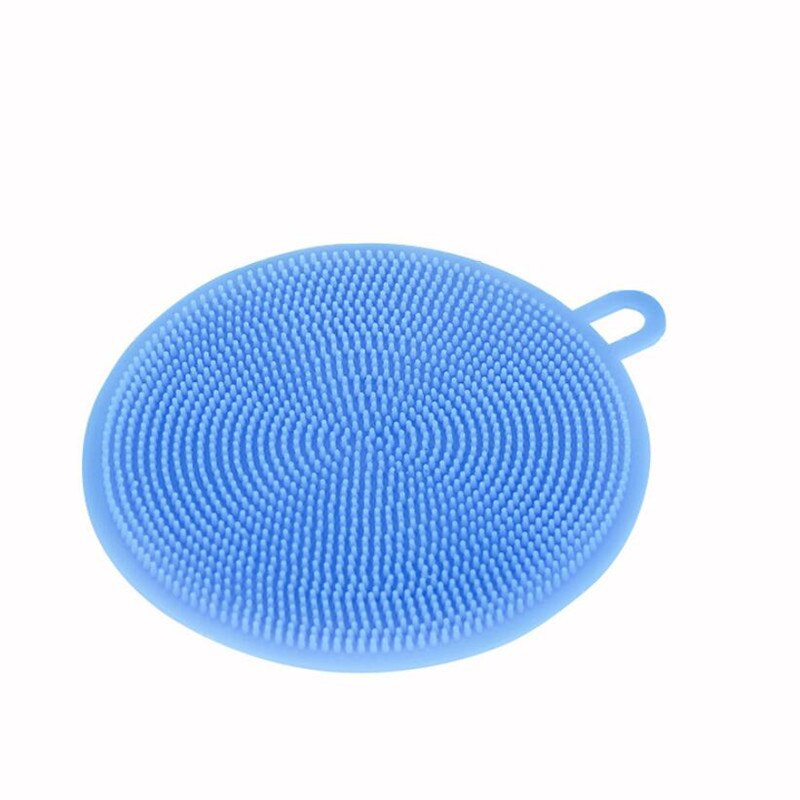 1PC Kitchen Cleaning Brush Silicone Dishwashing Brush Fruit Vegetable Cleaning Brushes Pot Pan Sponge Scouring Pads