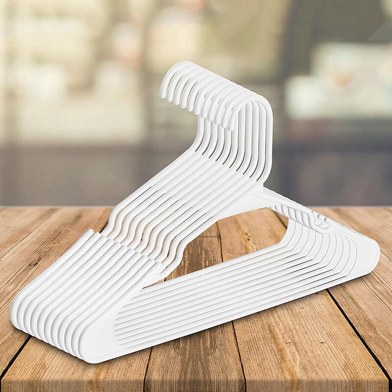 20 Pack Premium Plastic Hangers, Durable & Strong Standard Hangers for Clothes & Pants, White