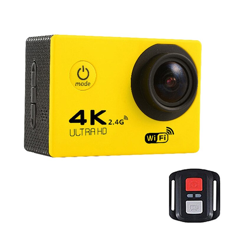 Water-proof Mini Camera Touch Screen Full HD 4K 140° Wide-angle lens 500 million pixels Outdoor remote control camera: Yellow