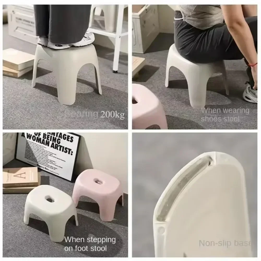Escabeau ergonomique antidérapant, Durable, en plastique épais, Portable, empilable, pour salle de bain, chambre à coucher, salon, décoration de maison moderne