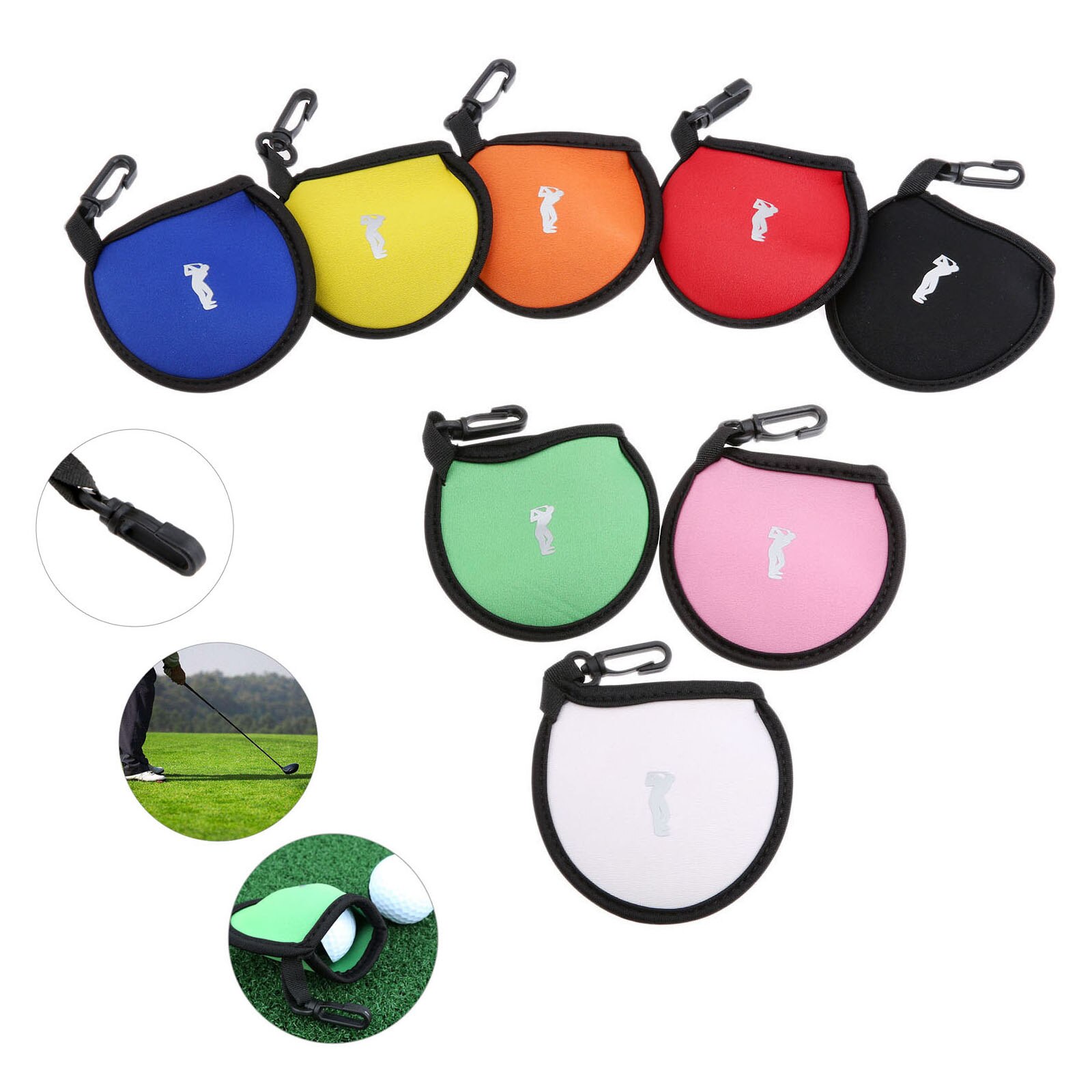 Bolsas portátiles de neopreno para pelotas de Golf, soporte de tee de Golf, bolsa de almacenamiento con Clip de cintura pequeña, soporte de hasta 2 pelotas para accesorios de entrenamiento