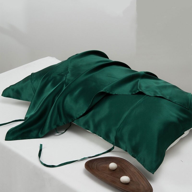 2 Stuks Zijde Kussen Handdoek Zware Zijden Kussen Handdoek 100% Moerbei Zijde Satijn Zijde Kussen Pure Kleur Stropdas Om De kussen 19 Momme: 2 Dark green