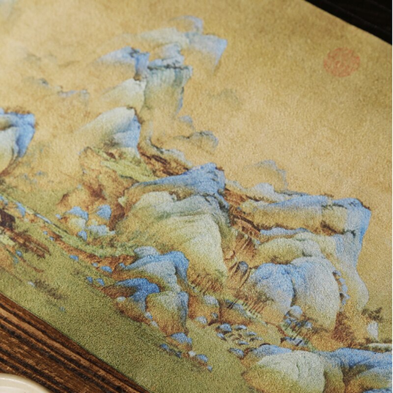 Qianlijiang bergmocka te bord bomullstyg bordsflagga kinesisk stil torr kökshandduk matta bambu matta te gardin  wj826