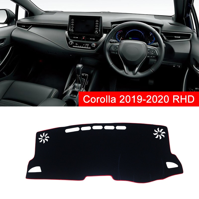 Voor Toyota Corolla Auto Dashboard Cover Dash Mat Zonnescherm Pad Instrument panel Tapijten Protector Anti-Uv Accessoires: RHD Red  Side