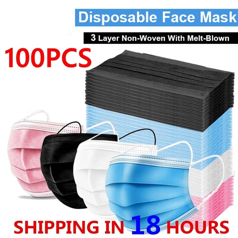 100Pcs Volwassen Wegwerp Masker Gezicht Cover Masker Blauw Verstelbare Comfortabele Maskers Voor Buiten Werken Mascarillas #5