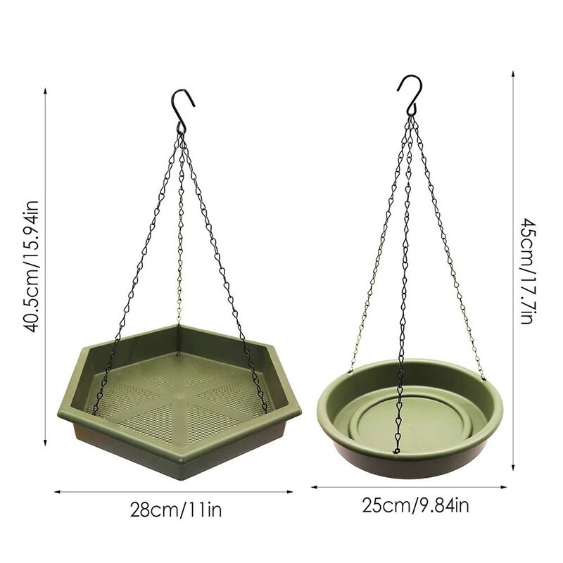 2 In 1 Hanging Bird Feeder Food Tray And Bath Tray Bird Baths For Outdoors Yard Garden Decor Bird Feeder