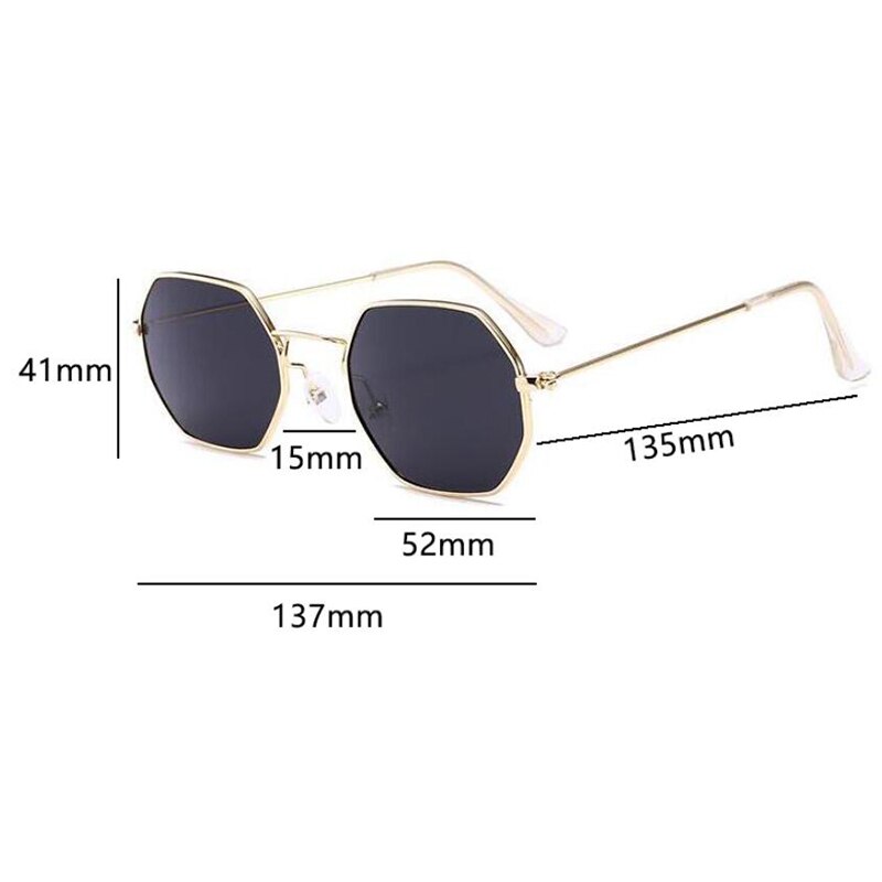 90's hexagon zonnebril vrouwen classic Platte Lens Clear Zonnebril mannen mannelijke retro kleine metalen frame zonnebril vierkante glazen