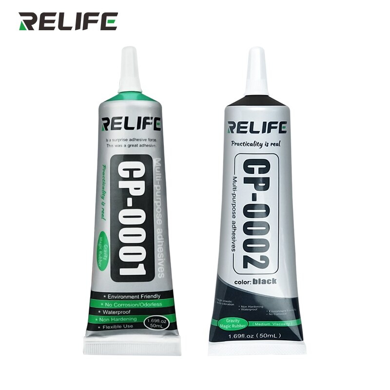 Relife 50ml cp -0001 läpinäkyvä liima kirkas nestemäinen liima cp -0002 musta liima matkapuhelimen kehyksen korjaus lcd-näyttö lasiliima