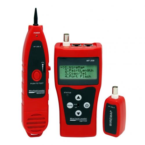 NF-308 Measure Network LAN Cable Length Cable Continuity Test Wire Tracker RJ45 RJ11 Ethernet Cable Tester: Red