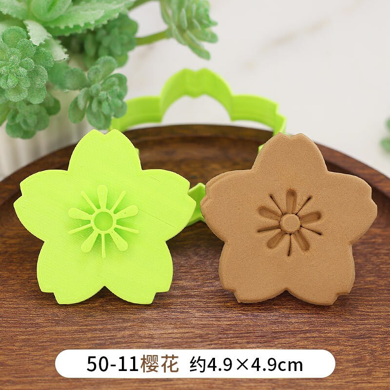 Molde para galletas con flor de Rosa para el día de la madre, molde para galletas con dibujos animados de flor de cerezo, para hornear, DIY, 3D, para prensar galletas a mano: 11