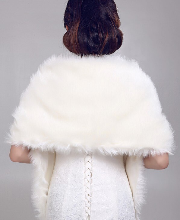 Long Faux Fur Wraps Winter Warm Bridal Shawl Women Wedding Wraps Jackets Cape Ivory Bride Bolero Bridal Coat Accessories