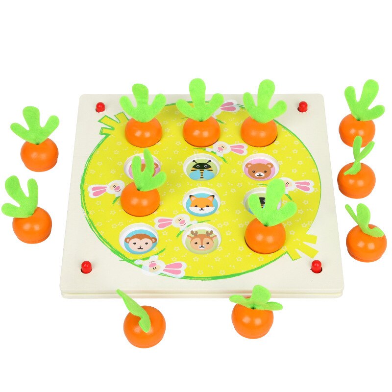 1PC Wooden Radish Chess Parent-child Interaction Board Game Children Early Education Intellectual Development Training Brain Toy