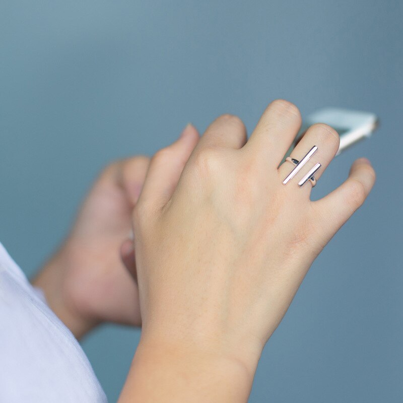 Modian Moda Geometrica Linea di Autentico Argento 925 Anello per Le Donne Aperto Anello di Barretta Registrabile Gioielleria Raffinata 2020 di disegno