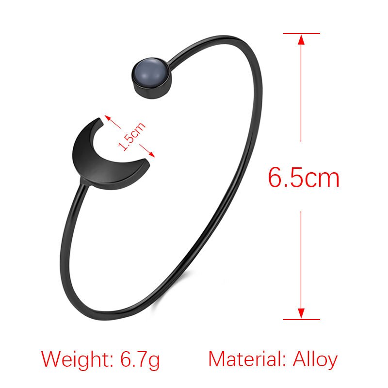 Stijlvolle Maan Zon Open Armband Voor Vrouwen Zilver Kleur Black Metal Hand Chain Graceful Ritzy Femme Mujer Verfijnd Accessoires