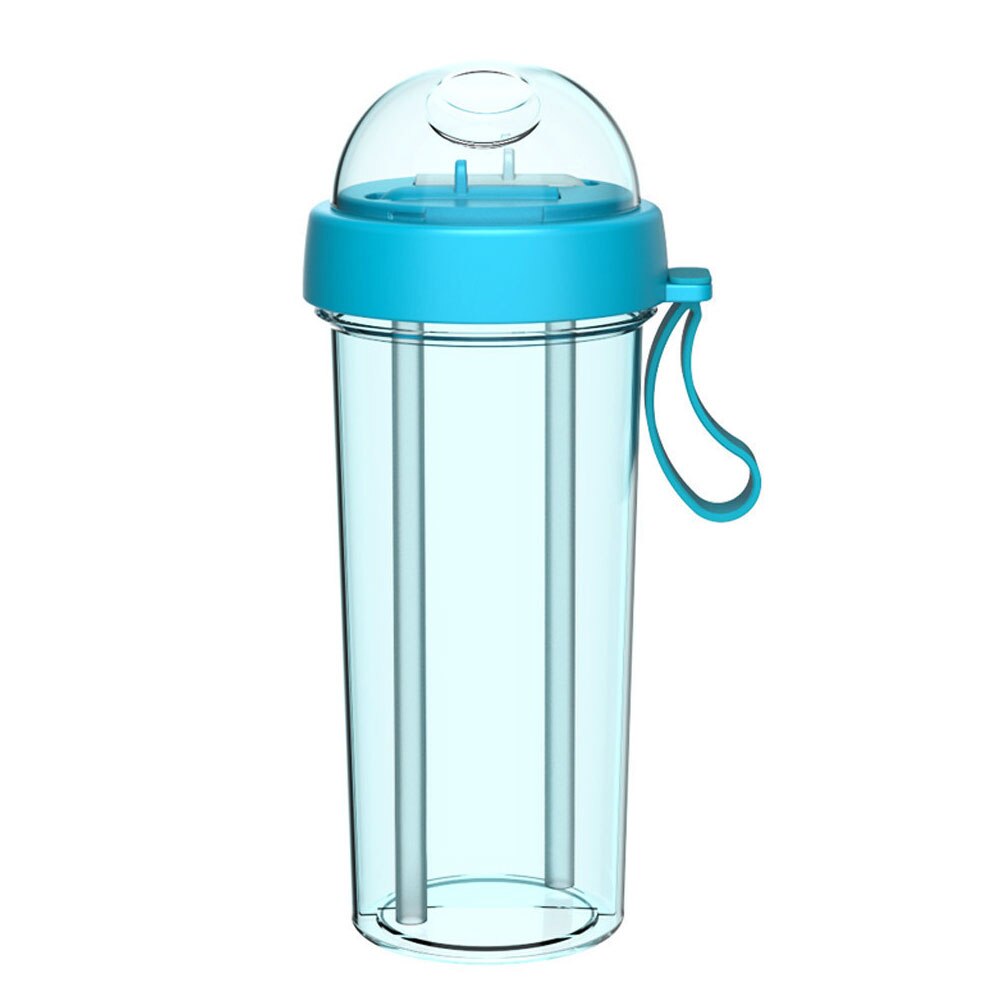 420/600ml bærbare doble sugerør separat drikkevann drikkeflaske par matgodkjent plast: Grønn 420ml