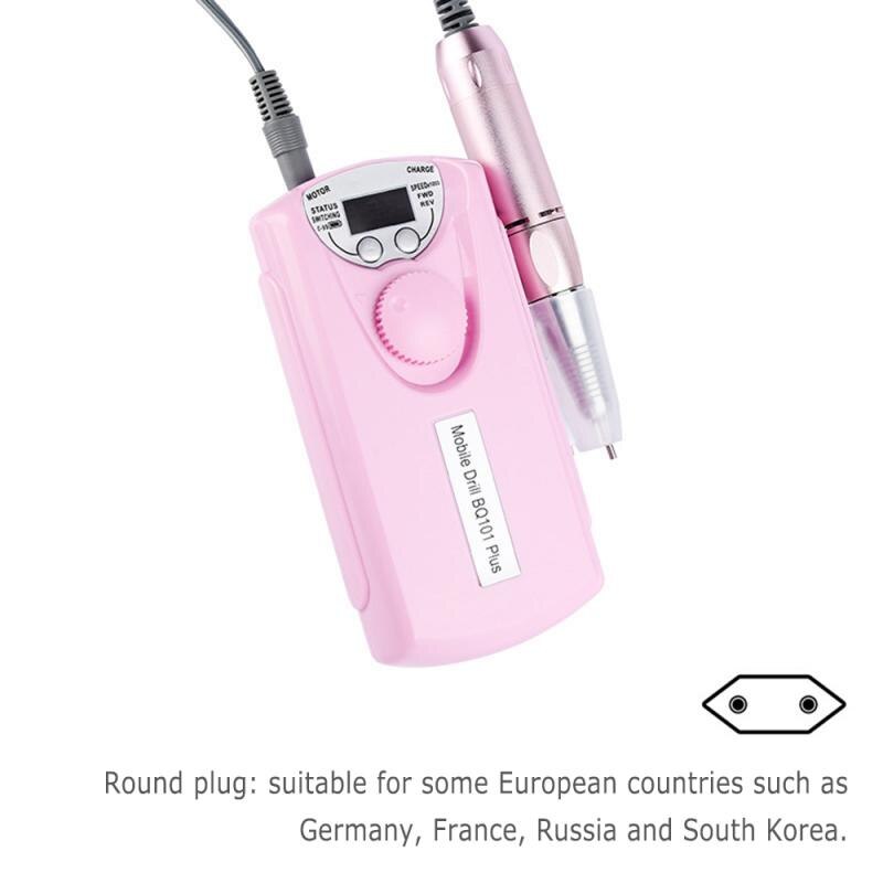 30000 Rpm Electric Rechargeable Nail Drill Manicure With Polishing Head Pedicure Nail File Tool Pro ABS Plastic Nail Drill Tool: 02 EU