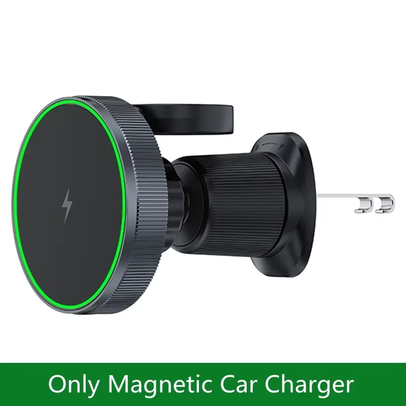 Cargador de coche inalámbrico magnético con luz LED, soporte para teléfono móvil, estación de carga rápida con imán para iPhone 16 15 14 13 12 Pro Max: YELLOW