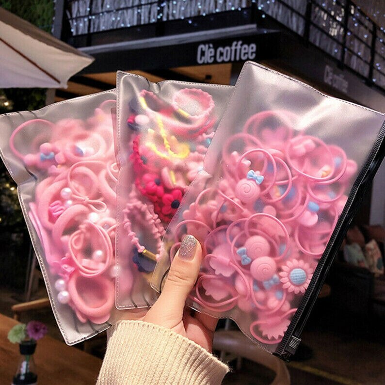 50/40PCS Elastic Rope Ring Hairband Baby Girls Kids Candy Color Hair Band Ponytail Holder