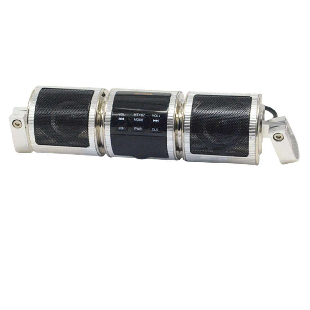 Waterproof Motorcycle Audio System USB TF FM Radio Bluetooth Stereo Speakers: Silver