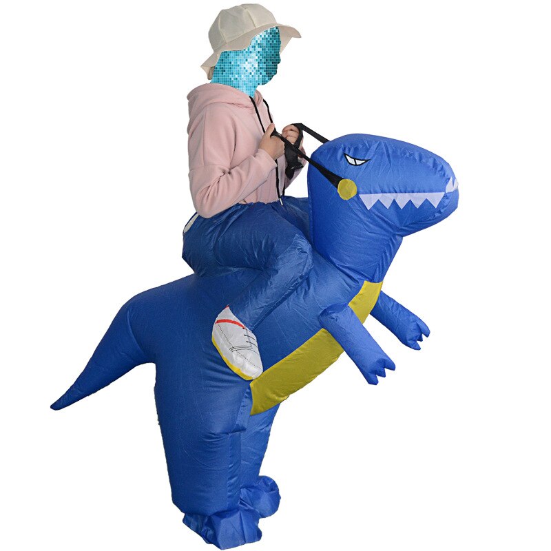 Inflatable 3D Dinosaur Costume party Cosplay costumes Fancy Mascot Anime halloween can ride Costume For adult kids Dino Cartoon: blue S