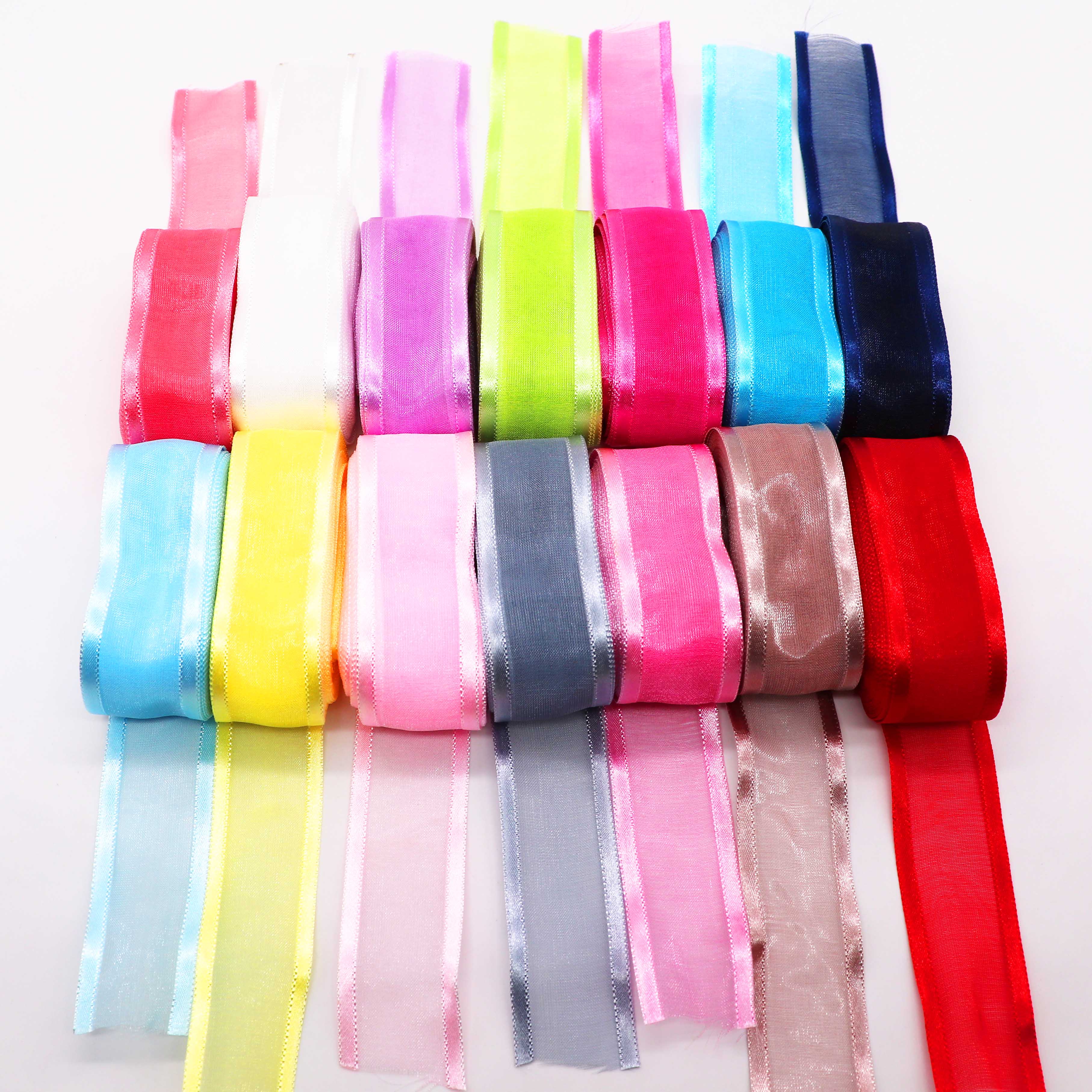 5M 25mm Satin- Rand Organza Band für Hochzeit Party Dekoration Band Handgemachte Verpackung Haar BöGen DIY Weihnachten Band