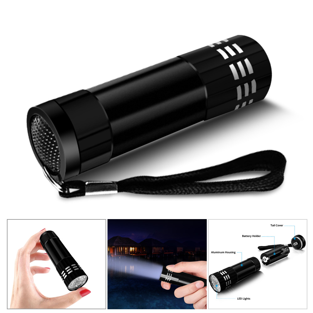 9 LED Flashlight Ultra Light 3 x AAA Battery Bright Torch Powerful Portable Waterproof Torch Aluminum Emergency Hand Light Lamp