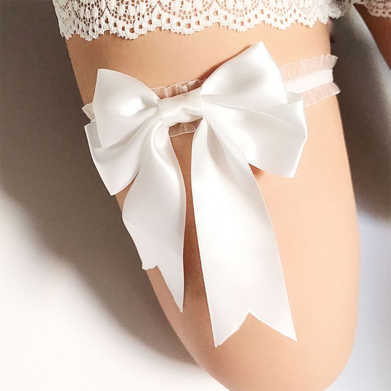 1pc kvinder brude ensfarvet blonder elastiske lårringe stort bånd bowknot brudekjole ben strømpebånd cosplay undertøj arm armbånd