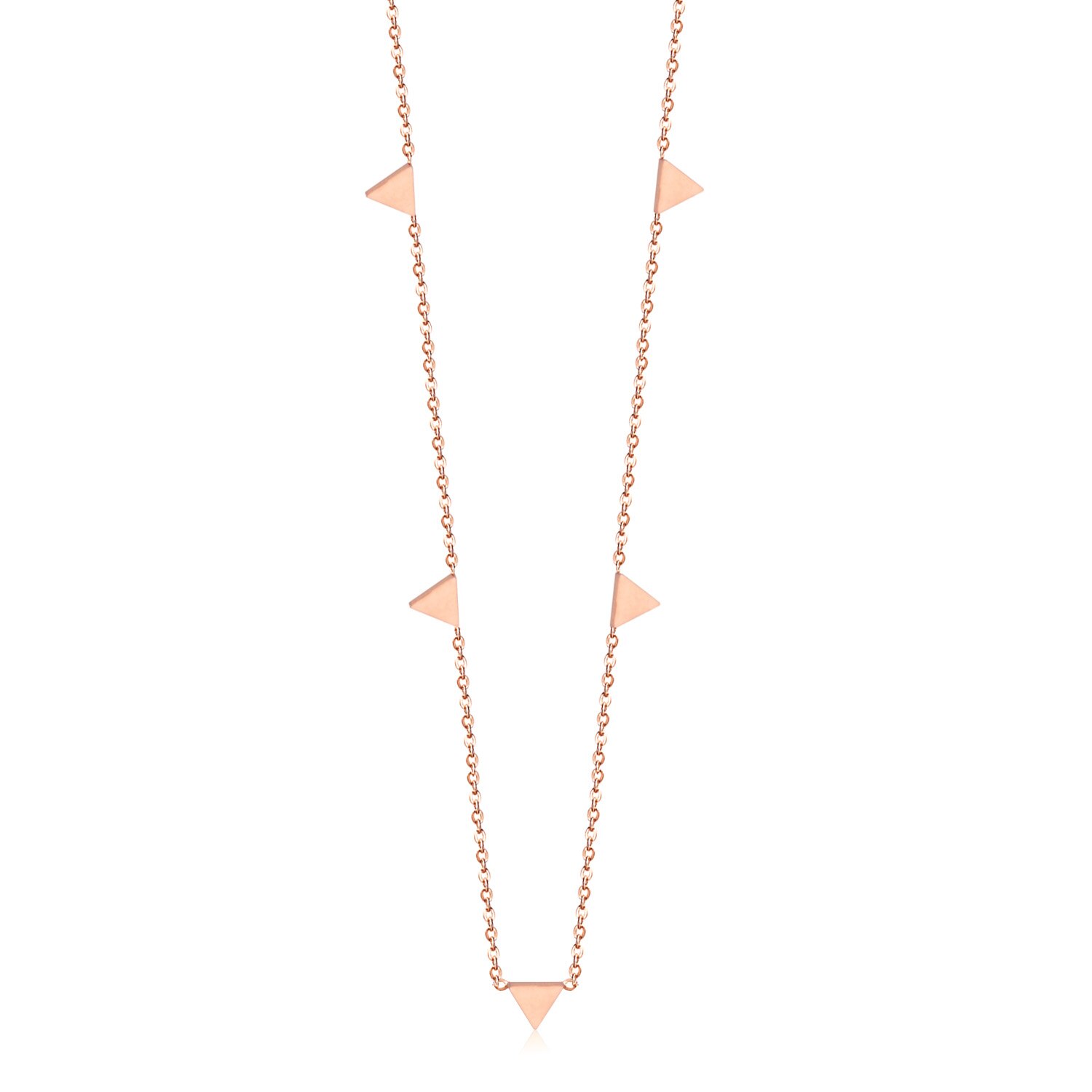 Luxo triângulo de ouro círculo estrela feminino menina colares gargantilha colares 35cm + 15cm aço inoxidável ajustável correntes colares: Triangle Rose