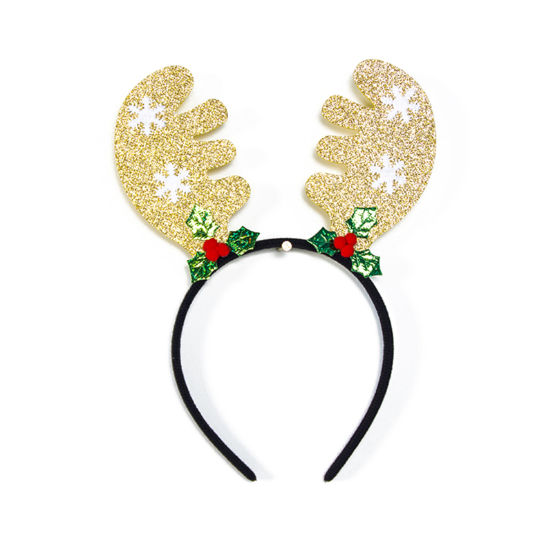 Reindeer Antler Hair Hoops Christmas Kids Headband Headwears For Children Christmas Costume Party Year: Golden snowflakes 5