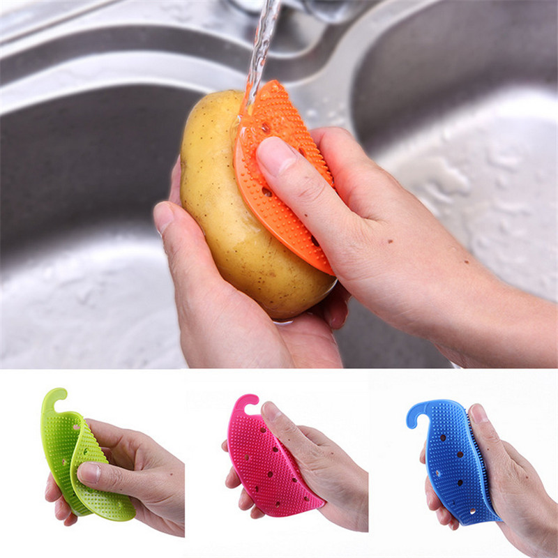 Escova de limpeza de frutas e vegetais, escova criativa de pvc para cozinha, acessórios para cozinha, 1 peça