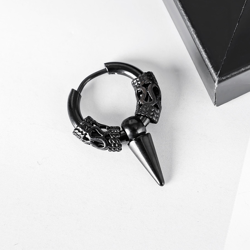 1 paire de boucles d'oreilles gothiques Punk en acier inoxydable pour hommes et femmes, Hip Hop Rock Vintage motif Dragon, cercle, bijoux